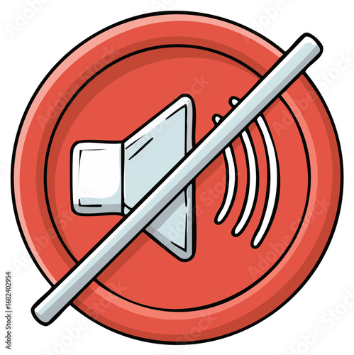 Vibrant cartoon style no sound icon depicting silence and muting devices indicating restricted audio output and communication restrictions