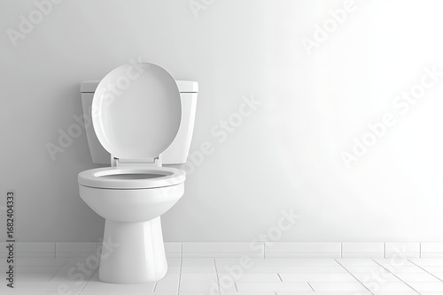 A pristine white toilet with the lid up sits against a plain white wall on a tiled floor, suggesting cleanliness