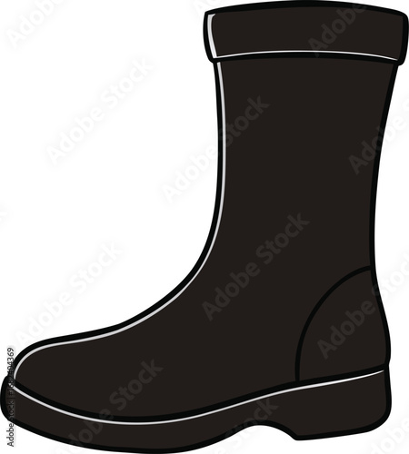 Black leather tall boots vector illustration versatile footwear design for fashion and apparel transparent background