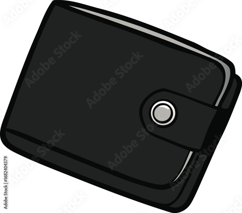 Vector illustration of a folded black leather wallet ready for design projects transparent background