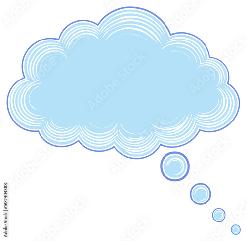 Cloud thought bubble with sketched lines and connected dots for comics and brainstorming