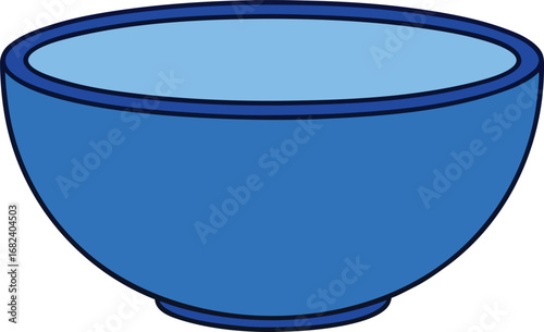 Blue ceramic round bowl vector illustration scalable graphic object transparent background