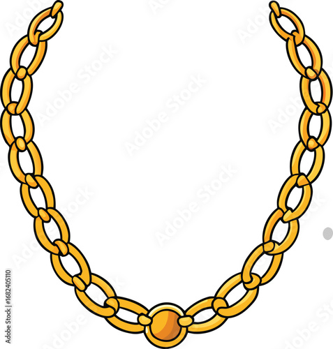Elegant golden chain necklace vector illustration for premium jewelry designs transparent background