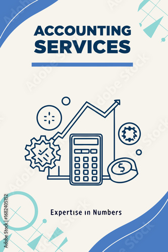Accounting Services illustration with calculator and financial growth