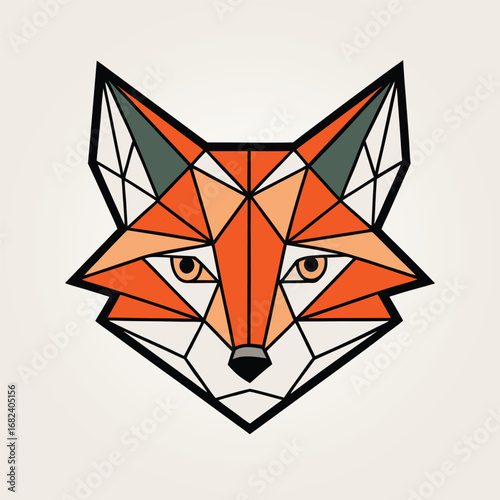 Minimal fox face outlined with angular lines