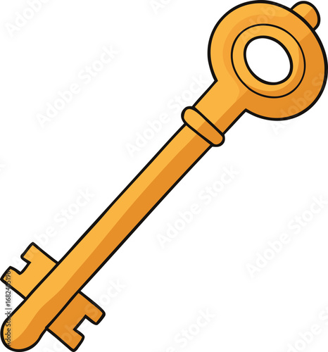Antique golden key vector illustration antique ornate key design scalable eps file transparent background