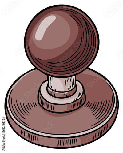 Ink stamp illustration of an official tool for authenticating documents and embossing seals on paper forms
