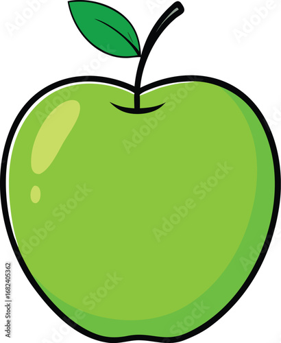 Fresh green apple vector illustration healthy fruit food graphic design element transparent background
