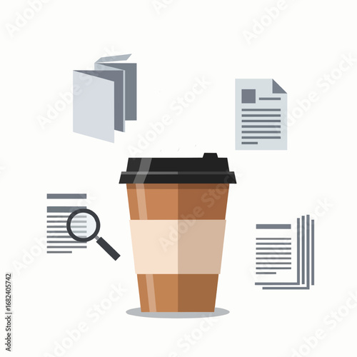Coffee cup takeaway with steam  Minimal Flat Vector Illustration for restaurant, menu, food delivery, templates, and brandless design