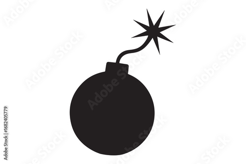Bomb with burning fuse vector Ai Generated on white background