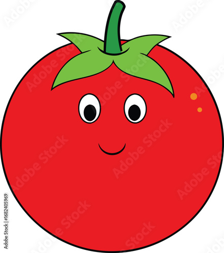 Ripe red tomato vector illustration fresh organic produce for healthy eating transparent background
