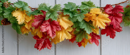 Fall Foliage Frame on Blue, Clean Web Header for Sales and Greetings