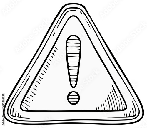 Hand Drawn Warning Sign Triangle Exclamation Point Attention Hazard Caution Icon Graphic