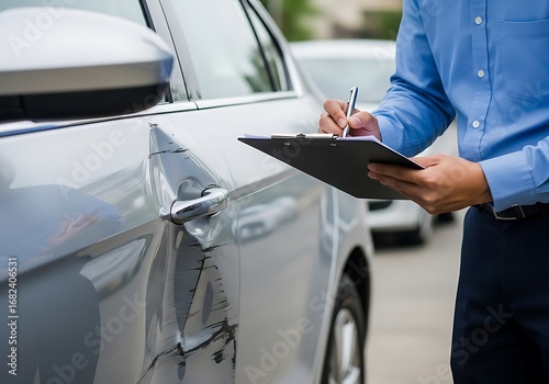 Car accident inspection by adjuster