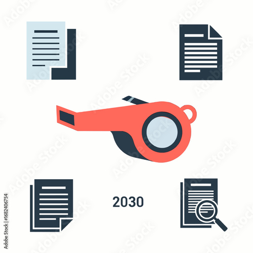 Report a violation whistle icon  Minimal Flat Vector Illustration for legal, compliance, policy, templates, and brandless design