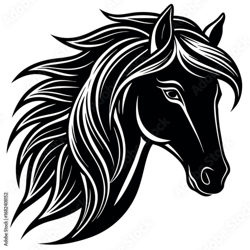 Elegant horse head with flowing mane