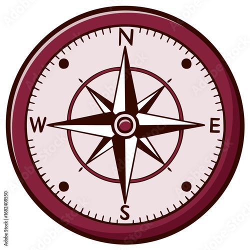 Stylized Compass Rose Symbol for Direction Guidance and Travel Exploration