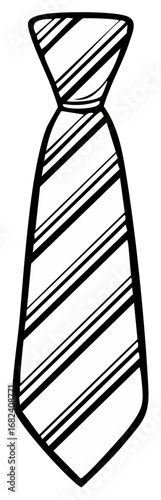 Hand-drawn illustration of a striped tie in black and white