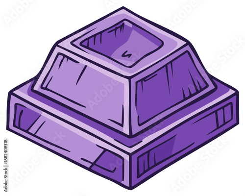 Vibrant Purple Geometric Base Structure Illustration with Recessed Top Opening