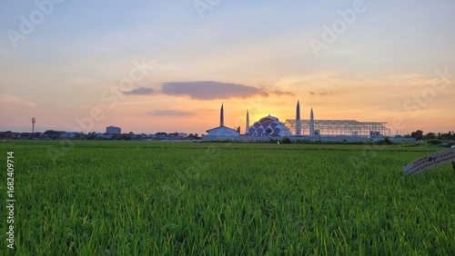 sunset over the city