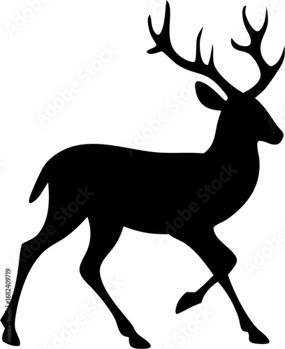 Antelope Silhouette Vector | Wild Animal Horn Outline Clipart SVG