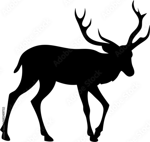 Antelope Silhouette Vector | Wild Animal Horn Outline Clipart SVG