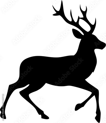 Antelope Silhouette Vector | Wild Animal Horn Outline Clipart SVG