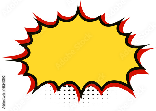 Yellow and Red Comic Explosion with Halftone, Comic Explosion