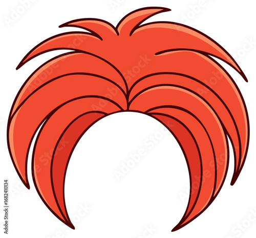 Red Spiked Wig Isolated Cartoon Illustration, Costume Accessory