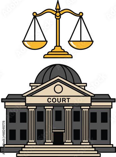 court building with scales of justice clip art preview