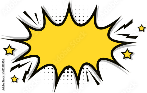 Halftone Comic Explosion with Stars for retro Design, Comic Explosion
