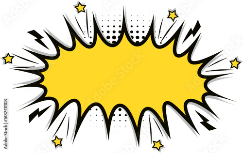 Halftone Comic Explosion with Stars, Comic Explosion