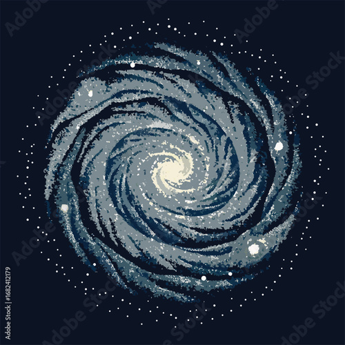 Spiral galaxy with dotted stardust arcs