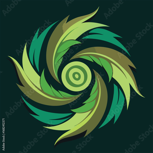 Spiral hurricane designed with curved leaf motif