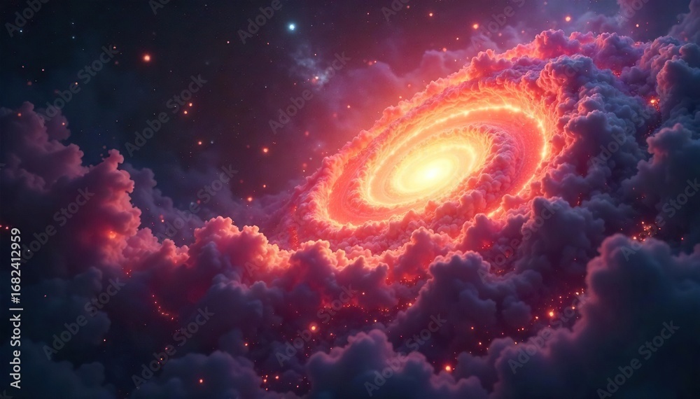 Obraz premium Mysterious, ethereal glow emanating from a swirling nebula, captivating and alluring with celestial energy Perfect for fantasy, occult, and spiritual themes , alluring, tranquility, nebula