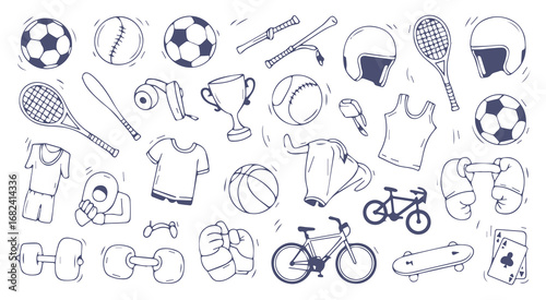 Sports equipment and athletic gear doodles soccer ball