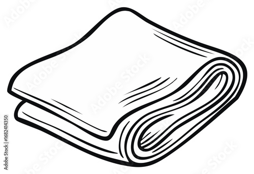 Stylized Fabric Layers in an Illustration of Folded Textiles or Stacked Cloths with Bold Outlines and Gentle Shadows