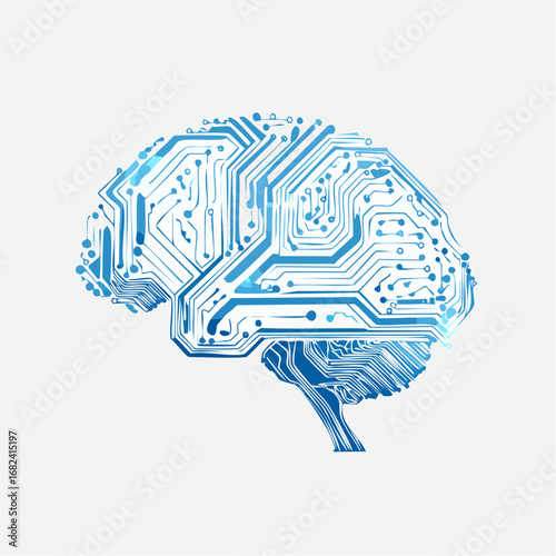 Artificial Intelligence Brain with Circuit Board