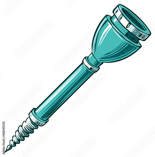Surreal trumpet mouthpiece with a screw tip vector illustration