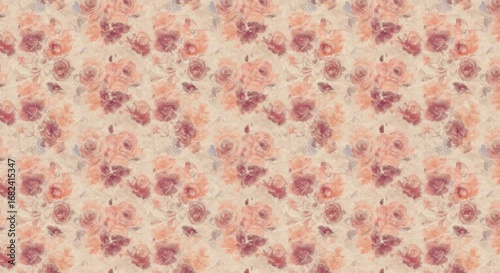 Watercolor Floral Pattern: Repeating Roses in Soft Hues.