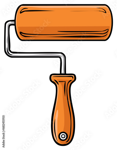 Orange Paint Roller Tool for Home Renovation and Decorating