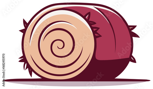 Cartoon illustration of a round bale of hay from a rural farm harvest