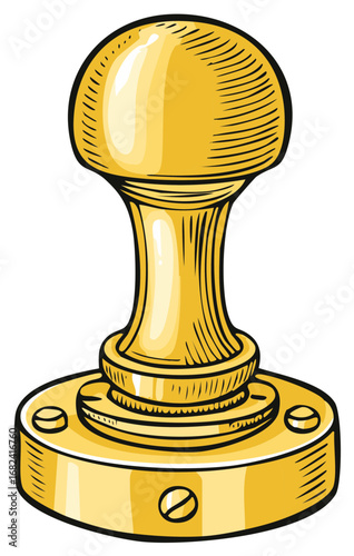Illustration of a Gold Door Knob with Screws, Furniture Fixture, Architectural Detail