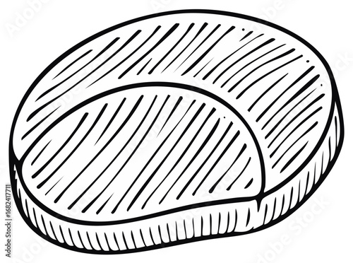 Hand-Drawn Single Coffee Bean Illustration, Black and White Line Art Style, Isolated