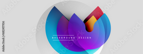 Abstract colorful overlapping circles create dynamic visual. Modern design elements suggest innovation, technology, creativity. Simple background enhances focus.