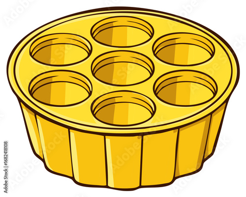 Bright Yellow Cupcake Container with Multiple Cavities for Baking