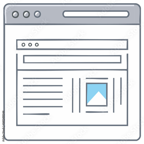 Hand drawn style browser window mockup for website design project