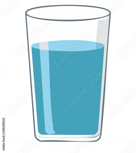Clean Blue Water in a Transparent Glass Vector Illustration for Hydration