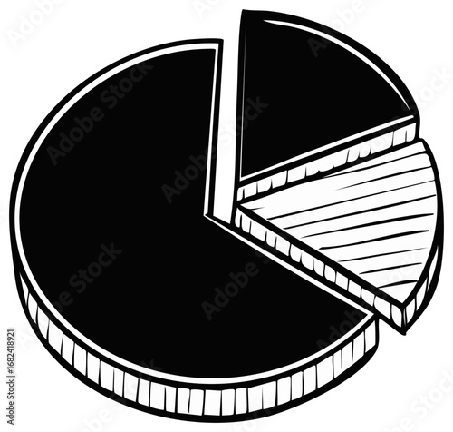 Hand Drawn Style Pie Chart Diagram Segmentation Analysis Illustration