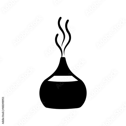 Stylized Aroma Diffuser Silhouette with Emanating Scent, a Minimalistic Expression